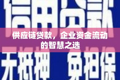 扶绥供应链贷款，企业资金流动的智慧之选